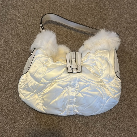 Coach Soho ski hobo satin bag with rabbit fur trim, bag # 3587 - Picture 2 of 11